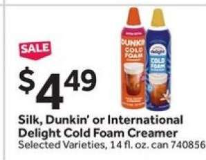 Silk, Dunkin or International Delight Cold Foam Creamer