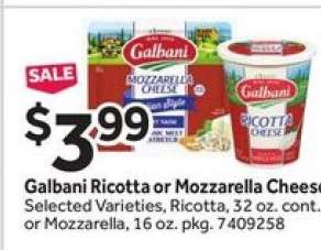 Galbani Ricotta or Mozzarella Cheese