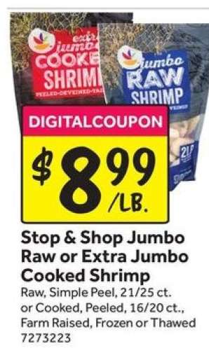 Stop & Shop Jumbo Raw or Extra Jumbo Cooked Shrimp