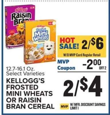 Kellogg's Frosted Mini Wheats or Raisin Bran Cereal