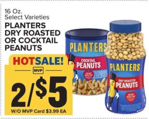 Planters Dry Roasted or Cocktail Peanuts