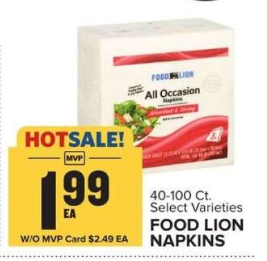 FOOD LION NAPKINS