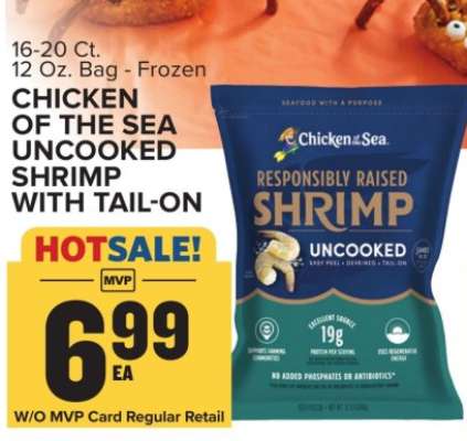 CHICKEN OF THE SEA UNCOOKED SHRIMP WITH TAIL-ON