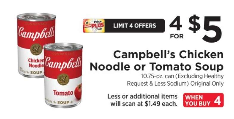 Campbell's Chicken Noodle or Tomato Soup