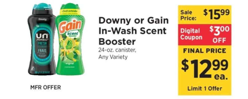 Downy or Gain In-Wash Scent Booster