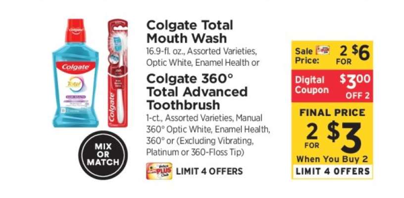 Colgate Total Mouth Wash or Colgate 360° Total Advanced Toothbrush