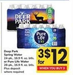 Deer Park Spring Water or Pure Life Water