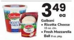 Galbani Ricotta Cheese or Fresh Mozzarella Ball