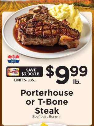 Porterhouse or T-Bone Steak