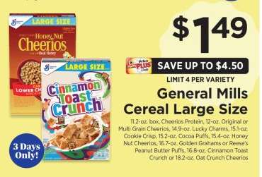 General Mills Cereal Large Size