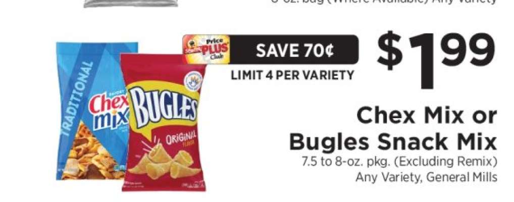 Chex Mix or Bugles Snack Mix