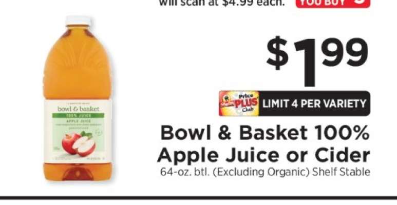 Bowl & Basket 100% Apple Juice or Cider