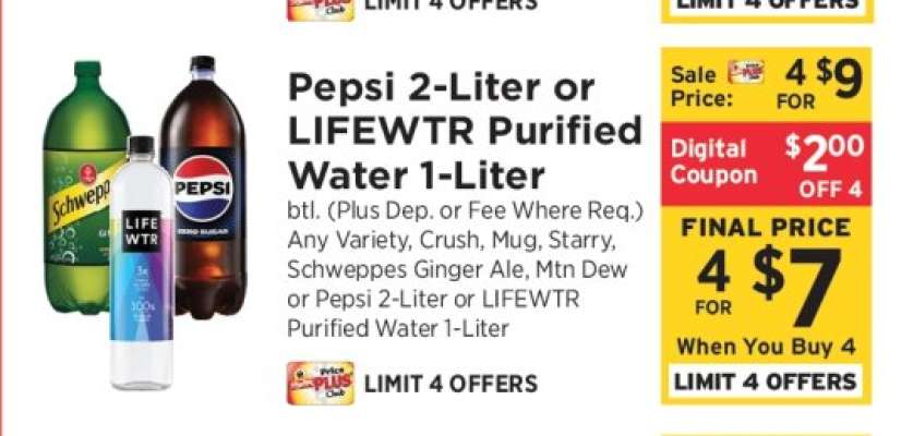 Pepsi 2-Liter or LIFEWTR Purified Water 1-Liter
