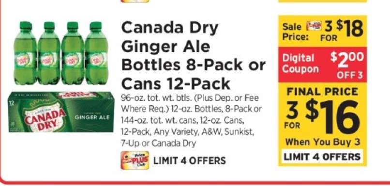 Canada Dry Ginger Ale Bottles 8-Pack or Cans 12-Pack