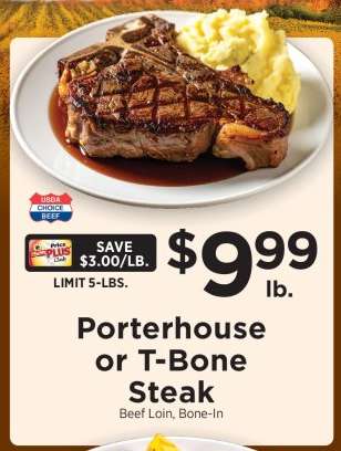 Porterhouse or T-Bone Steak