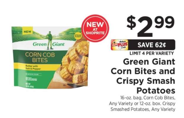 Green Giant Corn Bites and Crispy Smash Potatoes