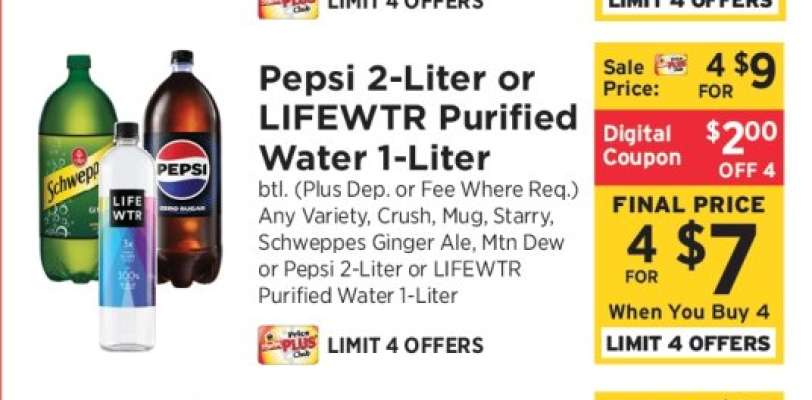 Pepsi 2-Liter or LIFEWTR Purified Water 1-Liter
