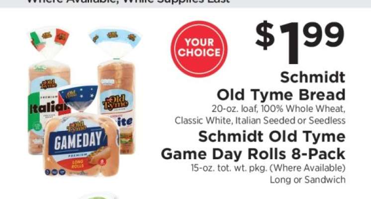 Schmidt Old Tyme Bread or Game Day Rolls