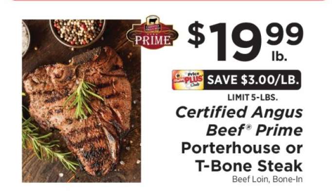 Certified Angus Beef Prime Porterhouse or T-Bone Steak