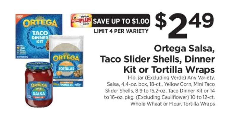 Ortega Salsa, Taco Slider Shells, Dinner Kit or Tortilla Wraps