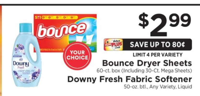 Bounce Dryer Sheets or Downy Fresh Fabric Softener