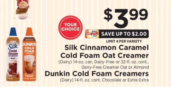Silk Cinnamon Caramel Cold Foam Oat Creamer / Dunkin Cold Foam Creamers