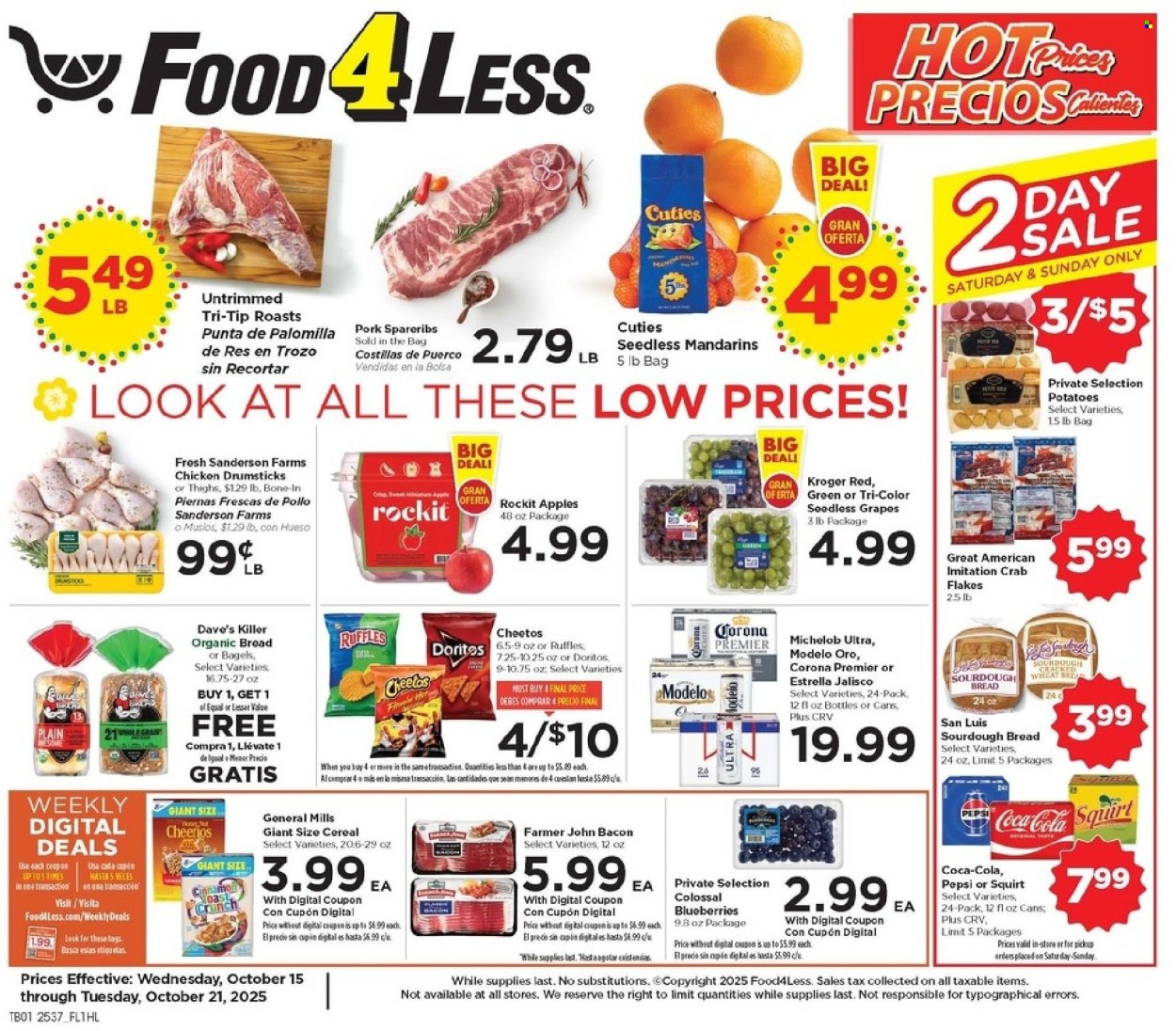 Food 4 Less ad - 10/15/2025 - 10/21/2025. Page 1