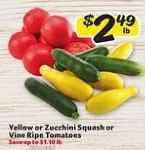Yellow or Zucchini Squash or Vine Ripe Tomatoes
