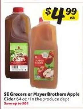 SE Grocers or Mayer Brothers Apple Cider