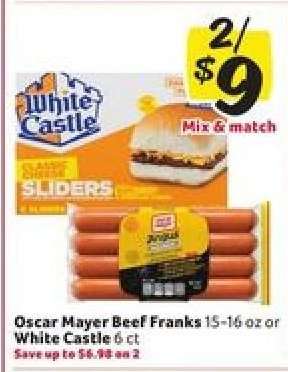 Oscar Mayer Beef Franks or White Castle