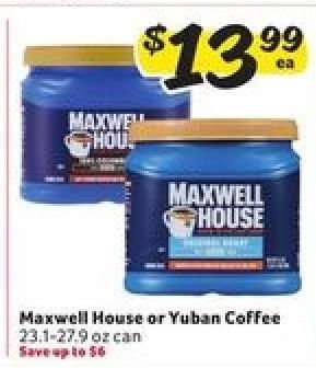 Maxwell House or Yuban Coffee