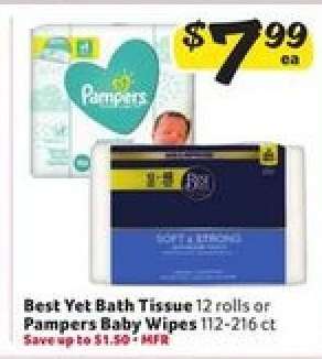 Best Yet Bath Tissue or Pampers Baby Wipes