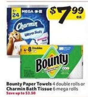 Bounty Paper Towels or Charmin Bath Tissue