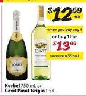 Korbel or Cavit Pinot Grigio