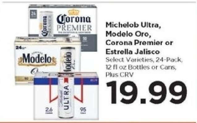 Michelob Ultra, Modelo Oro, Corona Premier or Estrella Jalisco