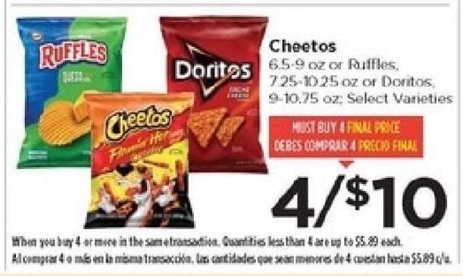 Cheetos, Ruffles, Doritos