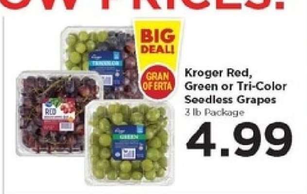 Kroger Red, Green or Tri-Color Seedless Grapes