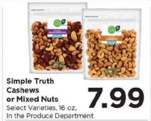 Simple Truth Cashews or Mixed Nuts