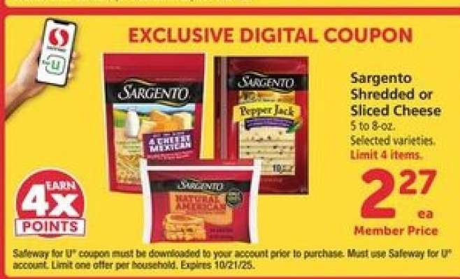 Sargento Shredded or Sliced Cheese