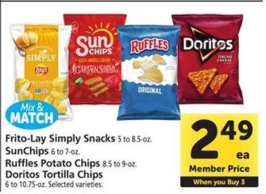 Frito-Lay Simply Snacks, SunChips, Ruffles Potato Chips, Doritos Tortilla Chips
