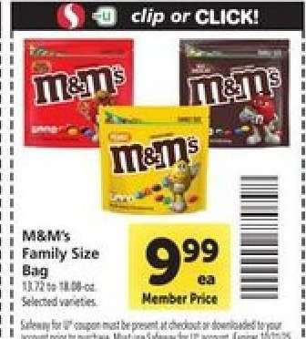 M & M' s Family Size Bag