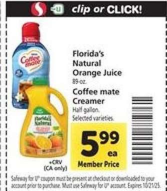 Florida's Natural Orange Juice & Coffee mate Creamer