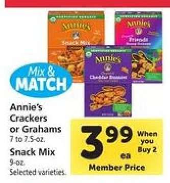 Annie's Crackers or Grahams