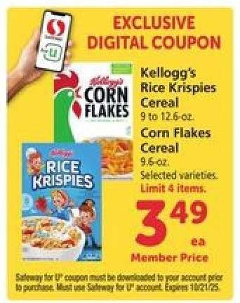 Kellogg's Rice Krispies Cereal / Corn Flakes Cereal
