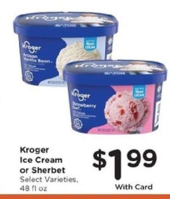 Kroger Ice Cream or Sherbet