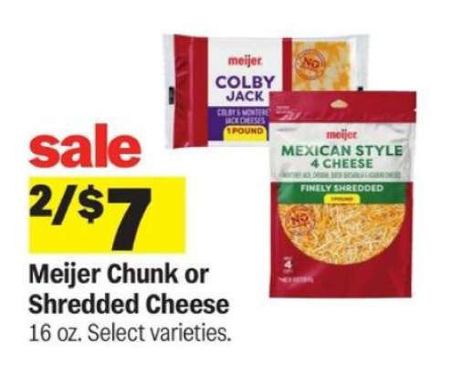 Meijer Chunk or Shredded Cheese
