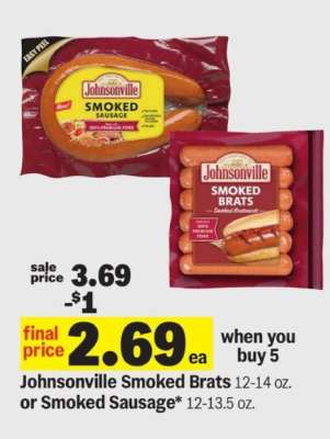 Johnsonville Smoked Brats or Smoked Sausage