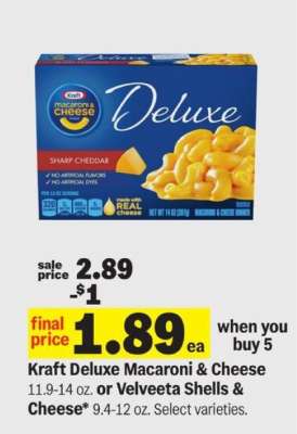 Kraft Deluxe Macaroni & Cheese or Velveeta Shells & Cheese*