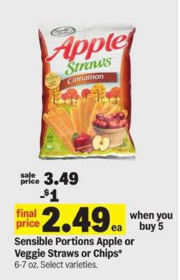 Sensible Portions Apple or Veggie Straws or Chips