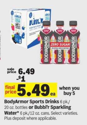BodyArmor Sports Drinks or Bubbl'r Sparkling Water